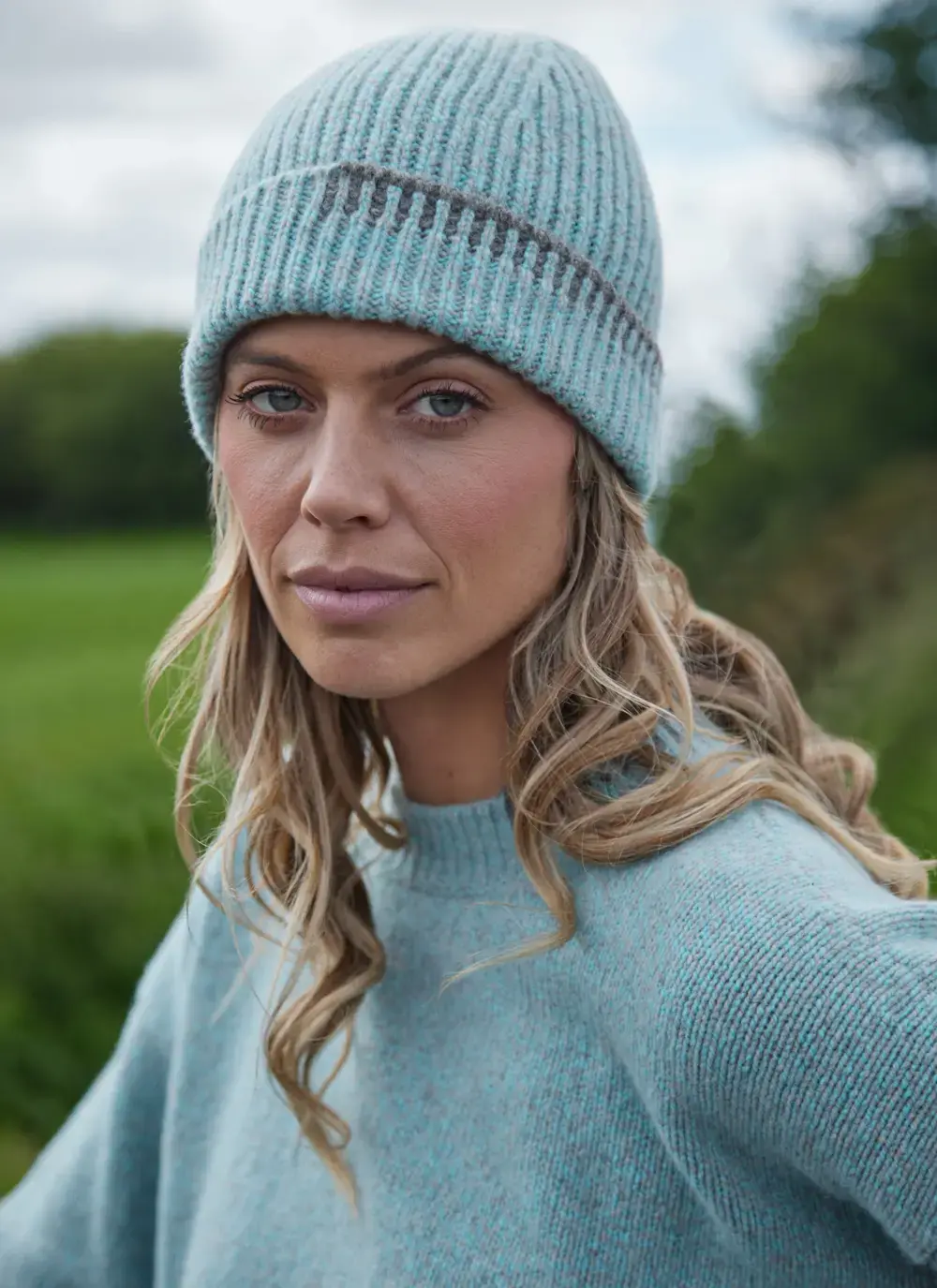 Wool Cashmere Blanket Stitch Beanie